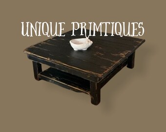RUSTIC FARMHOUSE COFFEE Table Ext Large Square Shelf Farm House Living Distressed Kettle Black Reclaimed Wood Custom Sizes Colors