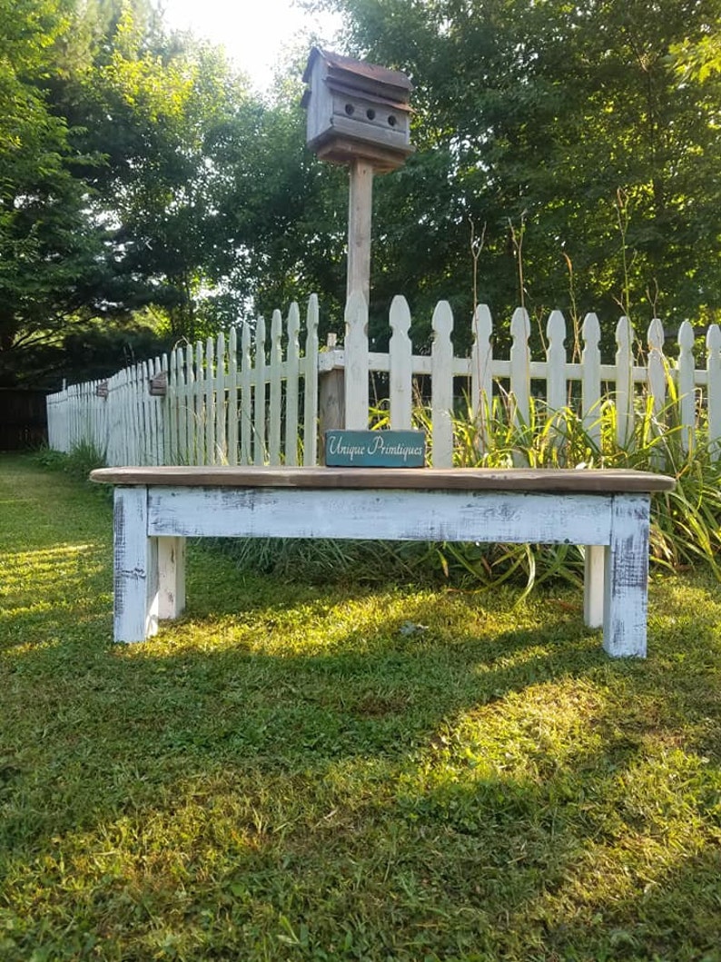 RUSTIC Wood Farmhouse BENCH Primitive Farm House Distressed Indoor ...
