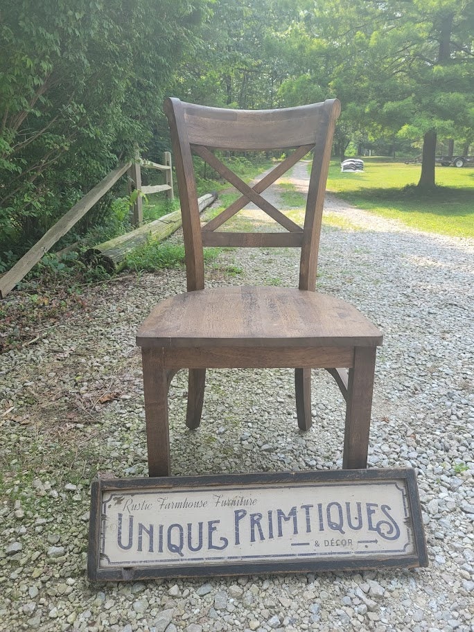 木製ダイニングチェア MADE IN MALAYSIA Beautiful Rustic Wood Malaysian Oak CHAIR Solid Wood X-back