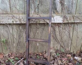 RUSTIC WOOD LADDER Primitive Black Distressed Aged Antiqued Home Decor 9-1/2" w x 32" h Custom Sizes Colors Jewelry Display Tie Scarf Rack