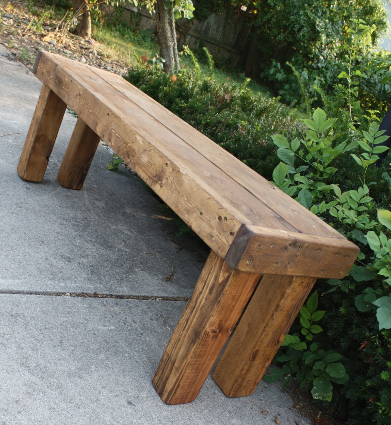 RUSTIC WOOD BENCH Farmhouse Indoor Outdoor English Chestnut - Etsy