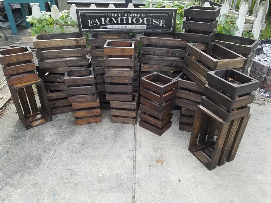 FARMHOUSE CRATE Rustic Reclaimed Wood Dark Walnut Farm House Wall Shelf ...