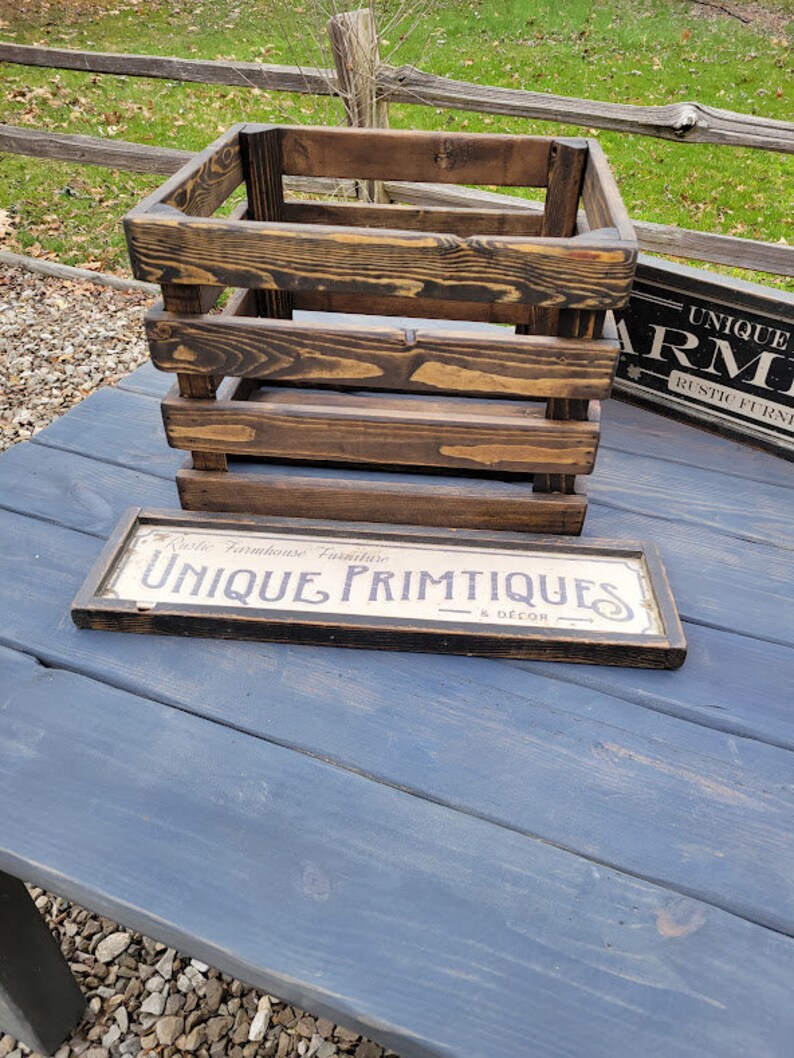 FARMHOUSE CRATE Rustic Reclaimed Wood Dark Walnut Farm House Wall Shelf ...