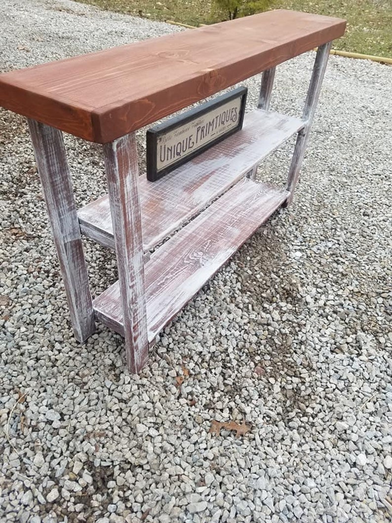 RUSTIC SOFA TABLE Bookcase Console Accent Entryway Entry Hall Reclaimed ...