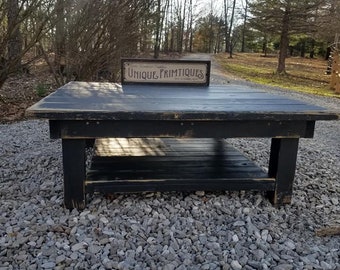 RUSTIC FARMHOUSE COFFEE Table Ext Large Square Shelf Farm House Living With Bottom Shelf Reclaimed Wood Custom Sizes Colors Unique