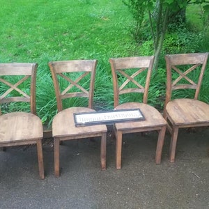 EIGHT Beautiful Rustic Wood Malaysian Oak CHAIRS Custom Colors Welcome Solid Wood X-Back Style Kitchen Dining Room