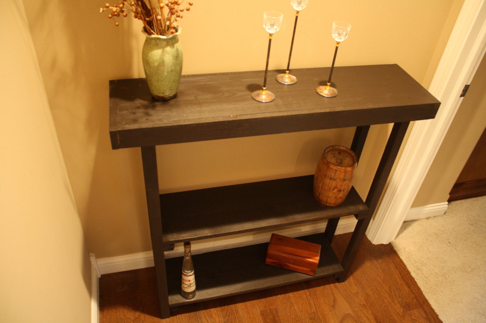Espresso Mud Room Console Entry Sofa Hall Accent Table Book Shelf ...