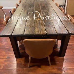 Rustic FARM TABLE 12-Foot Reclaimed Wood Farm House Primitive Country Cabin Distressed Large Kitchen Table Custom Sizes Colors 6&quot; Solid Legs
