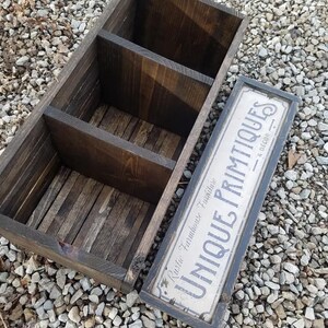 Rustic FARMHOUSE BOX CRATE W Dividers Bathroom Kitchen Wine Living Room ...