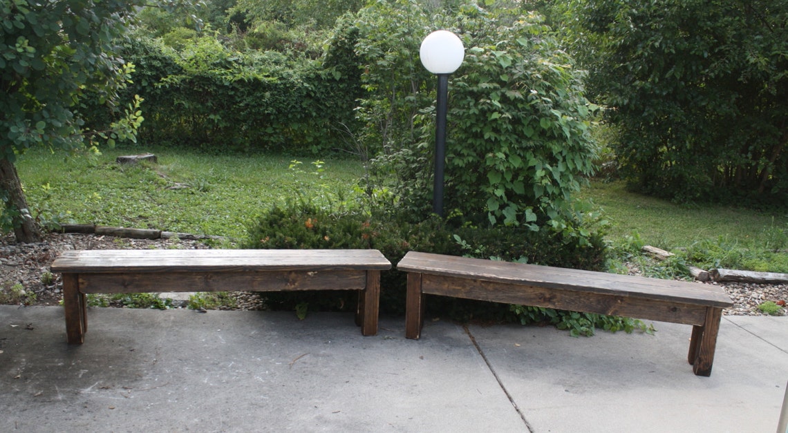 RUSTIC FARMHOUSE BENCH Set of Two Primitive Farm House Large Benches ...