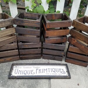 FARMHOUSE CRATE Rustic Reclaimed Wood Dark Walnut Farm House Wall Shelf ...