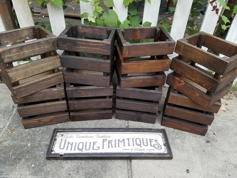 FARMHOUSE CRATE Rustic Reclaimed Wood Dark Walnut Farm House Wall Shelf ...