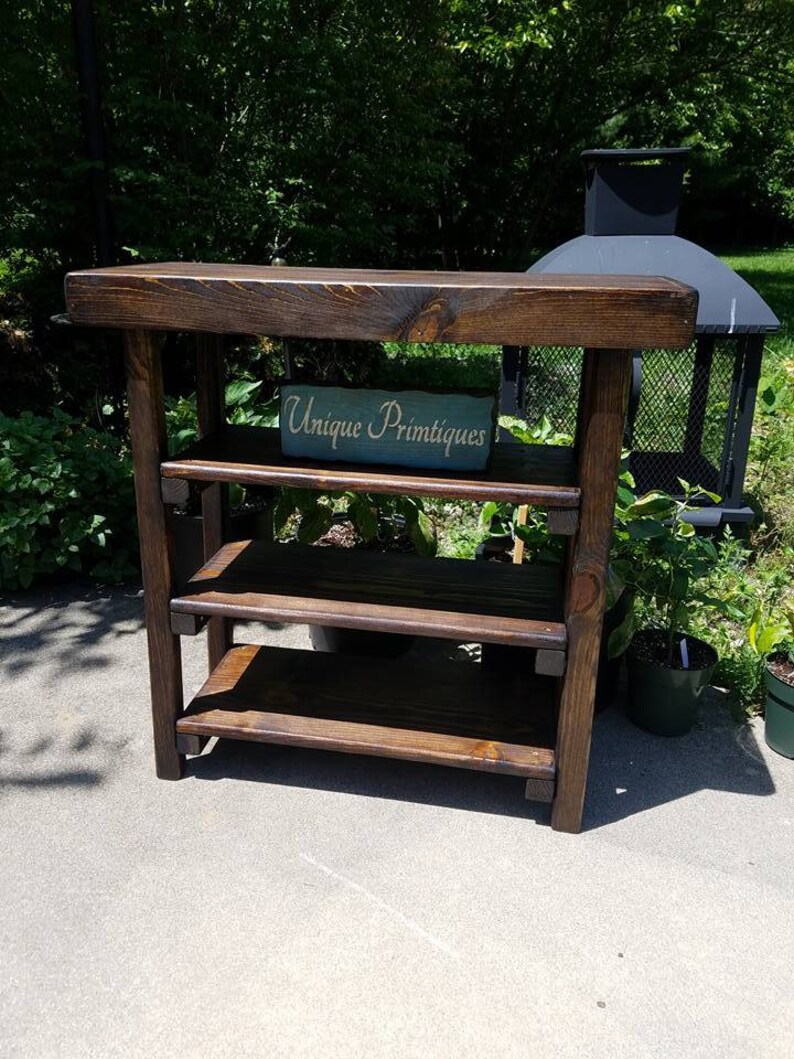 Rustic Reclaimed Wood Dark Walnut Stain Sofa Console Entry Etsy