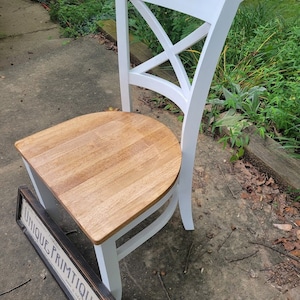 Beautiful Rustic Wood Malaysian Oak CHAIR Solid Wood X-Back Style Kitchen Dining Room Custom Colors Solid & Sturdy Unique