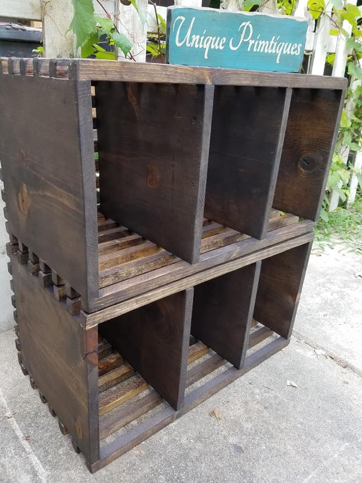 Rustic FARMHOUSE CRATE BOX Lot of Two W Dividers Reclaimed Wood ...