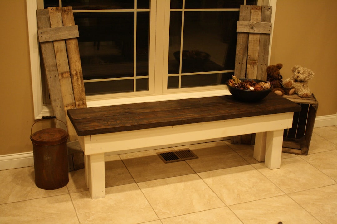 RUSTIC FARMHOUSE BENCH Wooden Farm House Dining Kitchen Indoor Outdoor ...