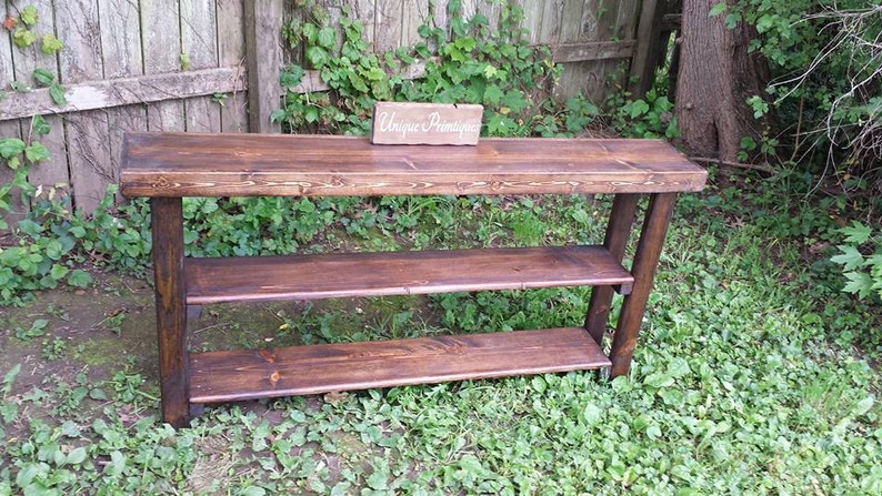 RUSTIC SOFA TABLE Narrow Console Bookcase Entryway Entry Shelf Hall ...