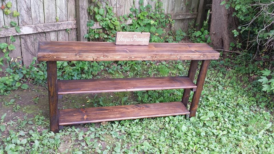 RUSTIC SOFA TABLE Narrow Console Bookcase Entryway Entry Shelf Hall ...