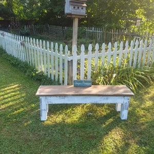 RUSTIC Wood Farmhouse BENCH Primitive Farm House Distressed Indoor ...