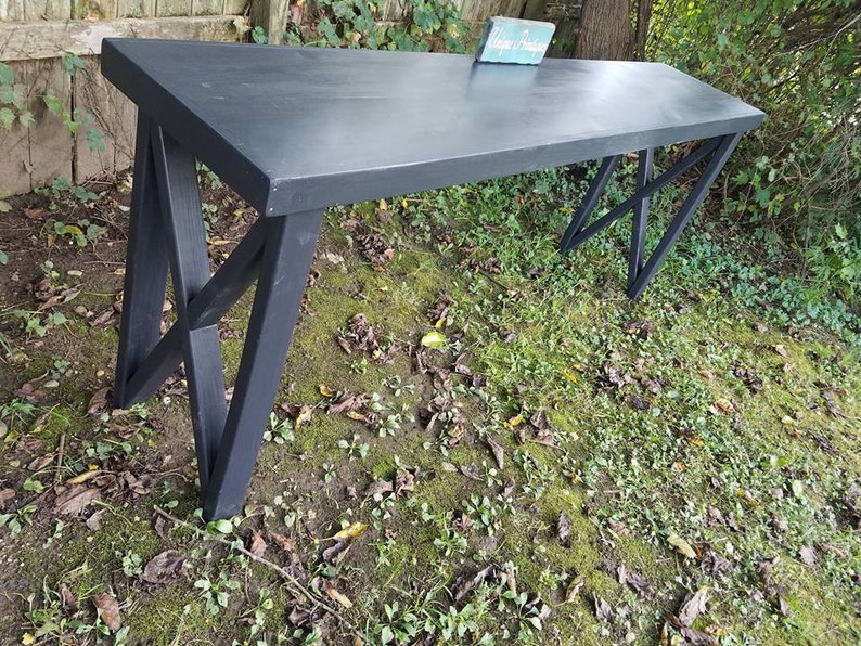 Rustic Bar Table X End Sofa Console Large Long Reclaimed Wood Entry Entryway Behind Couch Office Desk 18x90x34 H Black Custom Colors Sizes
