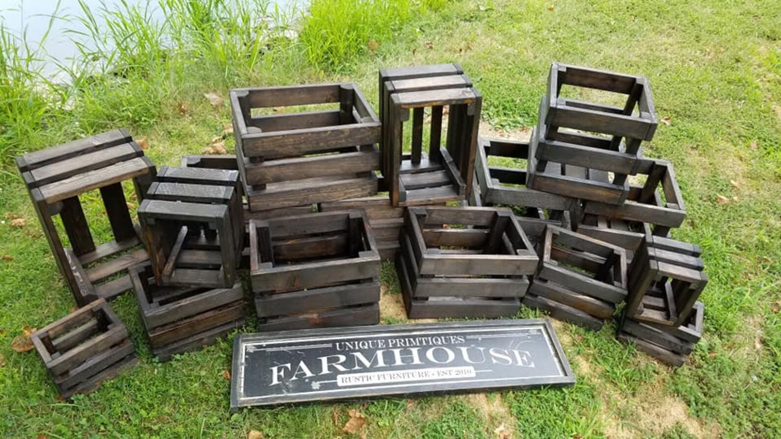 FARMHOUSE CRATE Rustic Reclaimed Wood Dark Walnut Farm House Wall Shelf ...