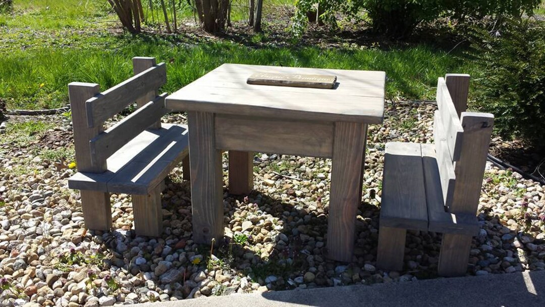 Rustic Kids Table CHILDRENS Rustic Primitive Table Bench SET Kitchen Farm House Reclaimed ...