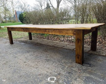 Rustic FARM TABLE 12 foot Reclaimed Wood Farm House Primitive Country Cabin Distressed Large Kitchen Table Custom Sizes Colors 6 Solid Legs Etsy