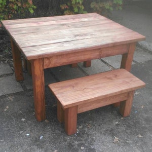 Beautiful Primitive Distressed American Walnut Cabin Farmhouse 40x50x30h Kitchen FARM House Table 4Ft Benches Available Custom Size Colors