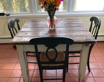 RUSTIC FARMHOUSE TABLE Small Kitchen Dining Farm House Reclaimed Wood Dark Walnut Country White Kitchen Custom Sizes Colors Unique