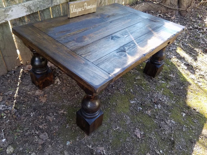 Turned Leg COFFEE TABLE Solid Rustic Reclaimed Salvaged Wood Etsy