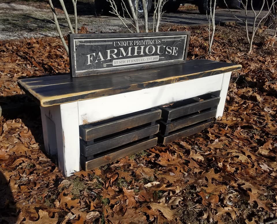 RUSTIC FARMHOUSE BENCH Farm House Indoor Outdoor Kitchen | Etsy