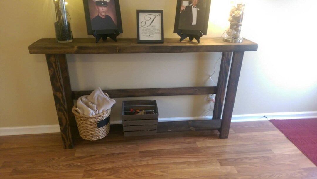 RUSTIC ENTRYWAY TABLE Entry Sofa Hall Console Accent Mud Room Dark ...