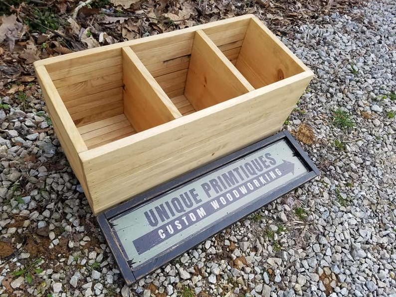 Rustic FARMHOUSE BOX CRATE W Dividers Bathroom Kitchen Wine - Etsy