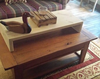 Beautiful 17" x 40" x 7" h Table Riser Bench Centerpiece TV Entertainment Center BIRCH Stained Wood Block Custom Sizes & Colors Available