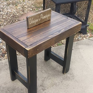 RUSTIC END TABLE Reclaimed Wood Distressed Side Fish Tank Amp Plant Night Stand Cabin Decor 17x27x26h Dark Walnut Blk Custom Sizes Colors