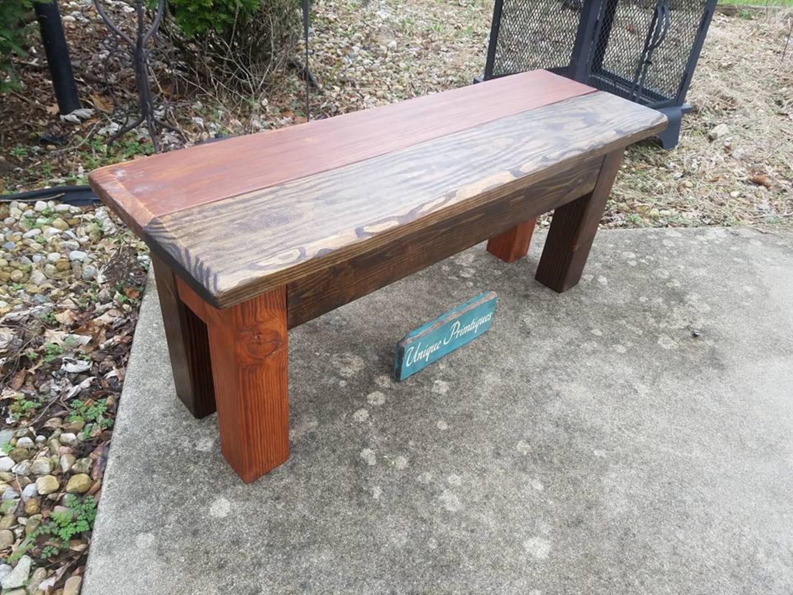 Simple Rustic Bench Rustic WOOD FARMHOUSE BENCH Country Farm House Reclaimed Wood Dark ...