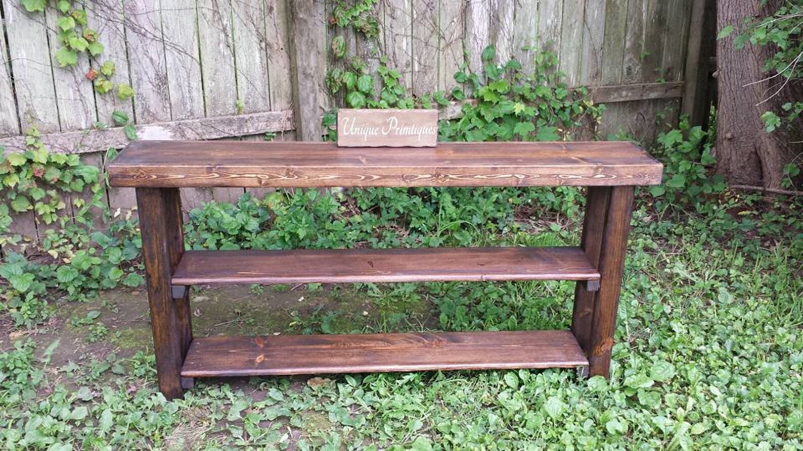 RUSTIC SOFA TABLE Narrow Console Bookcase Entryway Entry Shelf Hall ...