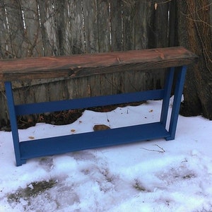 RUSTIC SOFA TABLE Console Narrow Long Reclaimed Wood Large Dark Walnut ...
