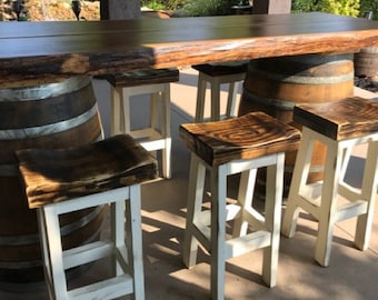 RUSTIC FARMHOUSE BAR Stool Farm House Country Kitchen White Dark Walnut Primitive Bench Contour Seat 11-1/2 dx16.5 w Custom Sizes Colors