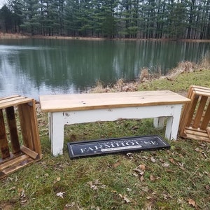 Rustic FARMHOUSE BENCH W/ Two Matching Wooden Crates - Etsy