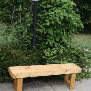 RUSTIC WOOD BENCH Light Weight Golden Oak Framed Bench 12x54x18&quot;h Custom Sizes Colors Indoor Outdoor Mudroom Home Decor Garden Patio Porch