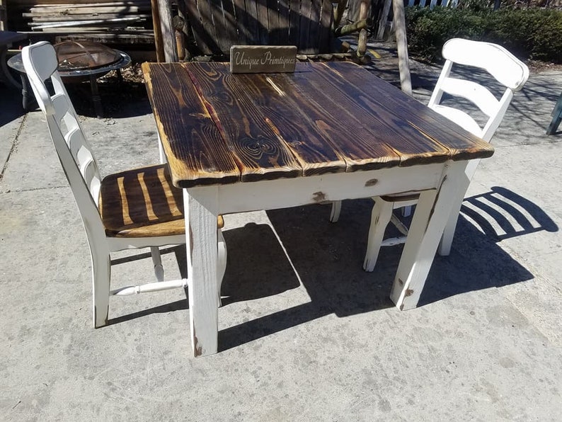 Rustic Farm House Kitchen Table & Two Chairs 3-piece Set Dark | Etsy