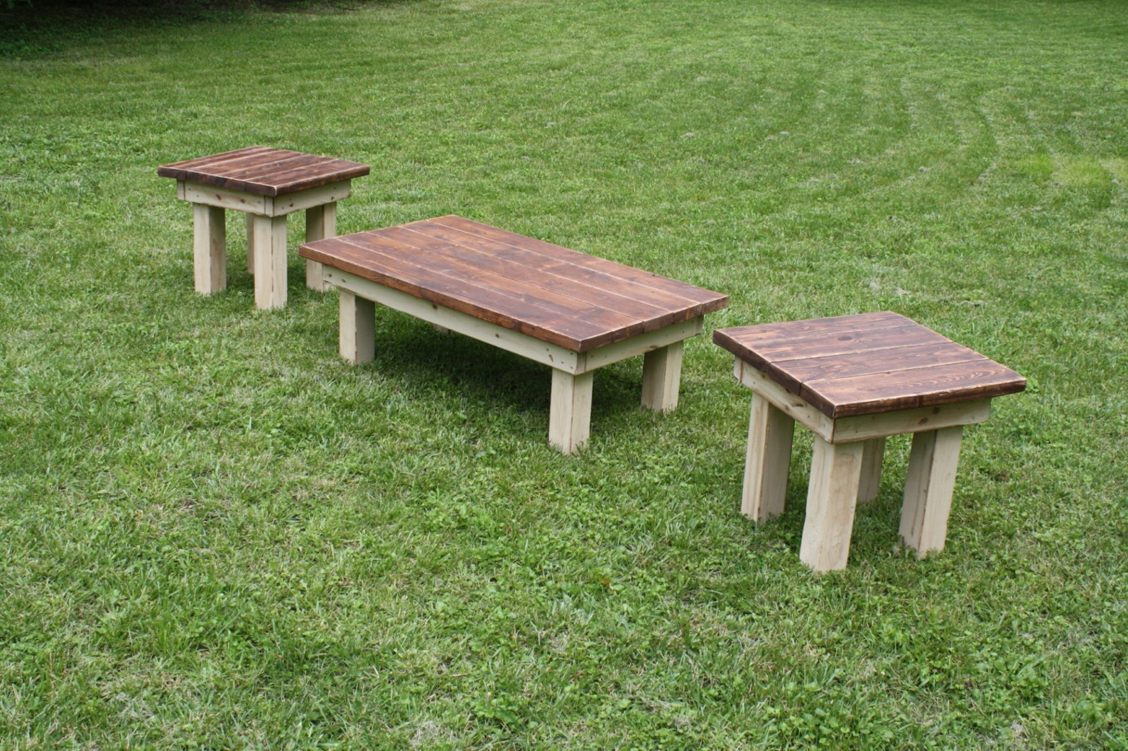 RUSTIC FARMHOUSE END Table Farm House Dark Walnut Kettle Black Etsy