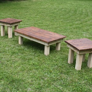 RUSTIC FARMHOUSE END Table Set Farm House Tables Golden Pecan Side ...