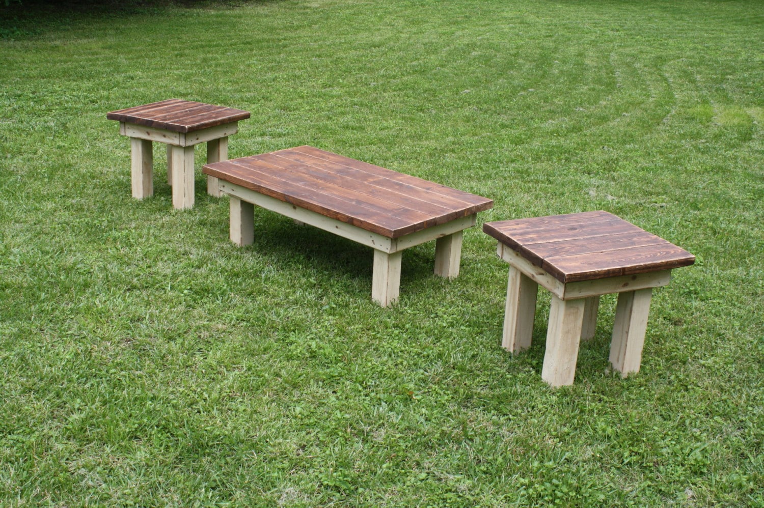 RUSTIC FARMHOUSE END Table Farm House Dark Walnut Kettle Black Etsy