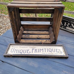 FARMHOUSE CRATE Rustic Reclaimed Wood Dark Walnut Farm House Wall Shelf ...