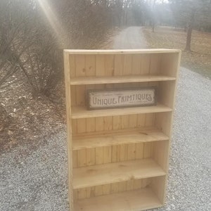 Rustic Wood Bookcase Shelf Reclaimed Barn Wood Look Primitive Book ...
