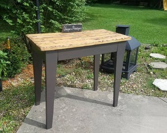 Farmhouse Cabin Cottage Distressed Primitive 24x48x42h ESPRESSO BURNT Golden Oak Kitchen Pub Bar TALL Table Island Custom Sizes Colors Avai