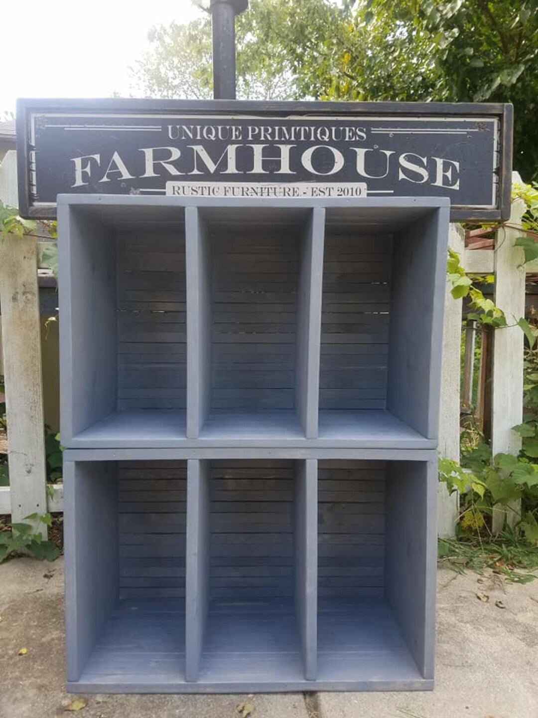 Rustic FARMHOUSE BOOKCASE CRATE Lot of Two Box W Dividers Bathroom ...