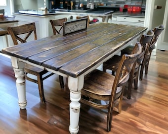 French Country Rustic Farmhouse TABLE 7-piece Set 8-foot Table